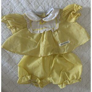 Cabbage Patch Kids Clothing Top Bloomers Yellow Gingham Ruffles